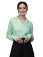 Style Quotient Women Mint Green Solid Twill Rayon Regular Formal Shirt