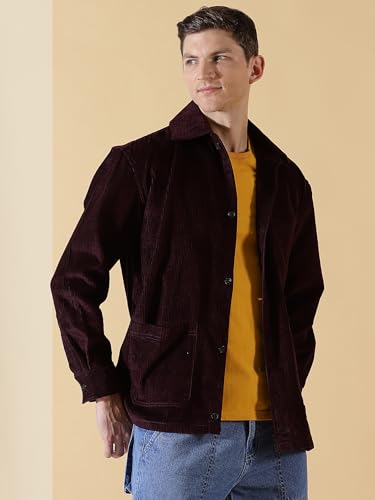 Thomas Scott Mens Striped Relaxed Fit Shirt (TS1170_Wine
