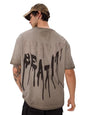 The Souled Store Garfield: Beat It Men And Boys Short Sleeves Round Neck Grey Puff Printed Cotton Oversized T-Shirts