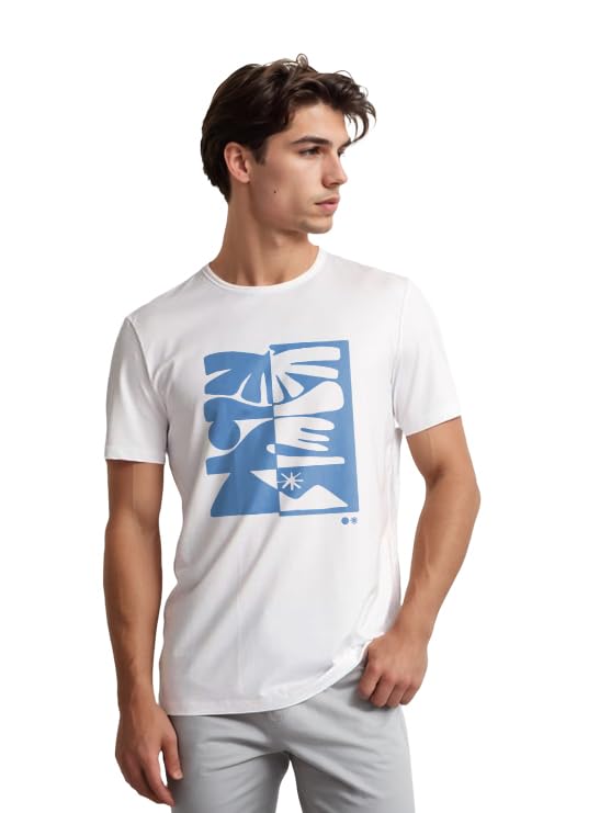 Nobero MenS Cotton T Shirt Half Sleeve Regular Fit Tshirt, Round Neck | Colorful Printed T Shirt For Men White