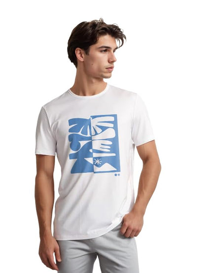 Nobero MenS Cotton T Shirt Half Sleeve Regular Fit Tshirt, Round Neck | Colorful Printed T Shirt For Men White