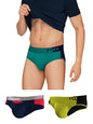 Xyxx MenS Underwear Dualist Intellisoft Antimicrobial Micro Modal Brief Pack Of 3 (Navigate & Black Iris ; Lime Punch & Black ;