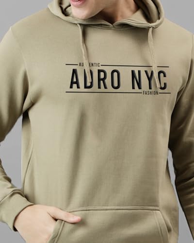 ADRO Men's Printed Hoodie, Size 16.5, Black, Model H24-PLN-BL, Comfortable Everyday Wear