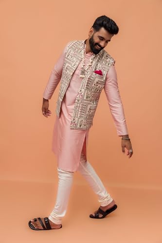 Kisah Nehru Jacket For Men  Printed Cotton Blend Modi Jacket | Ethnic & Formal Waist Coat For Weddings, Parties & Office Wear