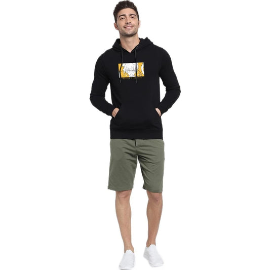 Bewakoof Mens Graphic Print Black Long Sleeve Hoodie