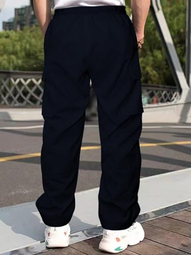 Greciilooks MenS Regular Fit Low Rise Polyester Cargos | Cargo Track Pant | Loose Fit | Regular Trouser (Available In Plus Size