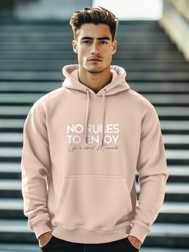 Nobero MenS Cotton Blend Neck Hooded Regular Fit Sweatshirt (1M-Twho-C0680_Pink Clay_Medium)