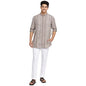 Fabindia Men Cotton Printed Slim Fit 2Pc Set Beige_L