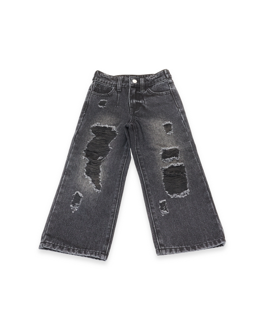 Fly Girl Distressed Denim  - Black