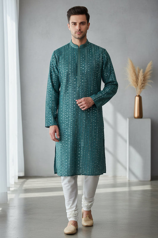 Mirror work kurta pajama set for men