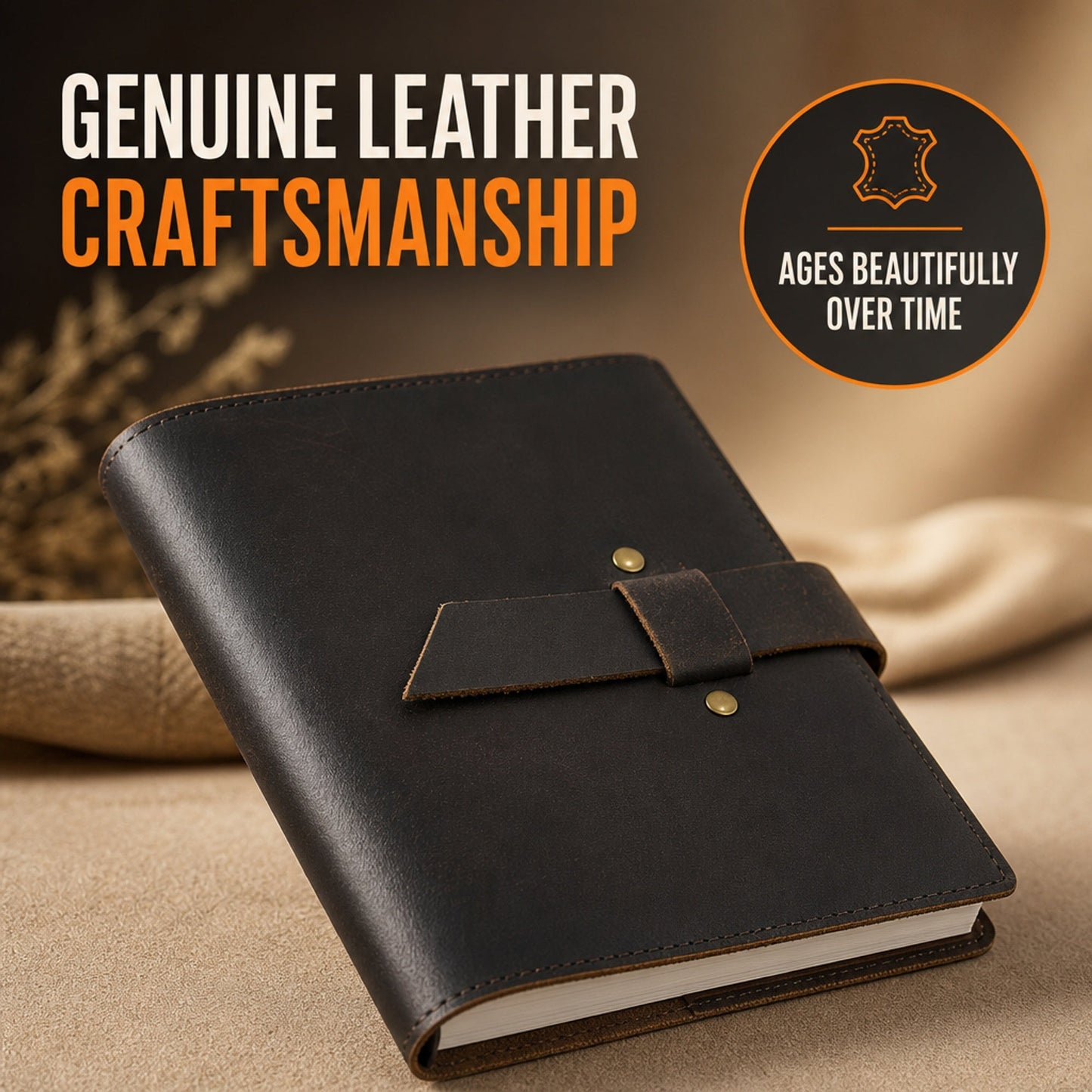 Handmade A6 Genuine Leather Journal-Refillable Ring Binder, Vintage Travel Organizer, and Writing Notebook for Men and Women-8x6 Inches