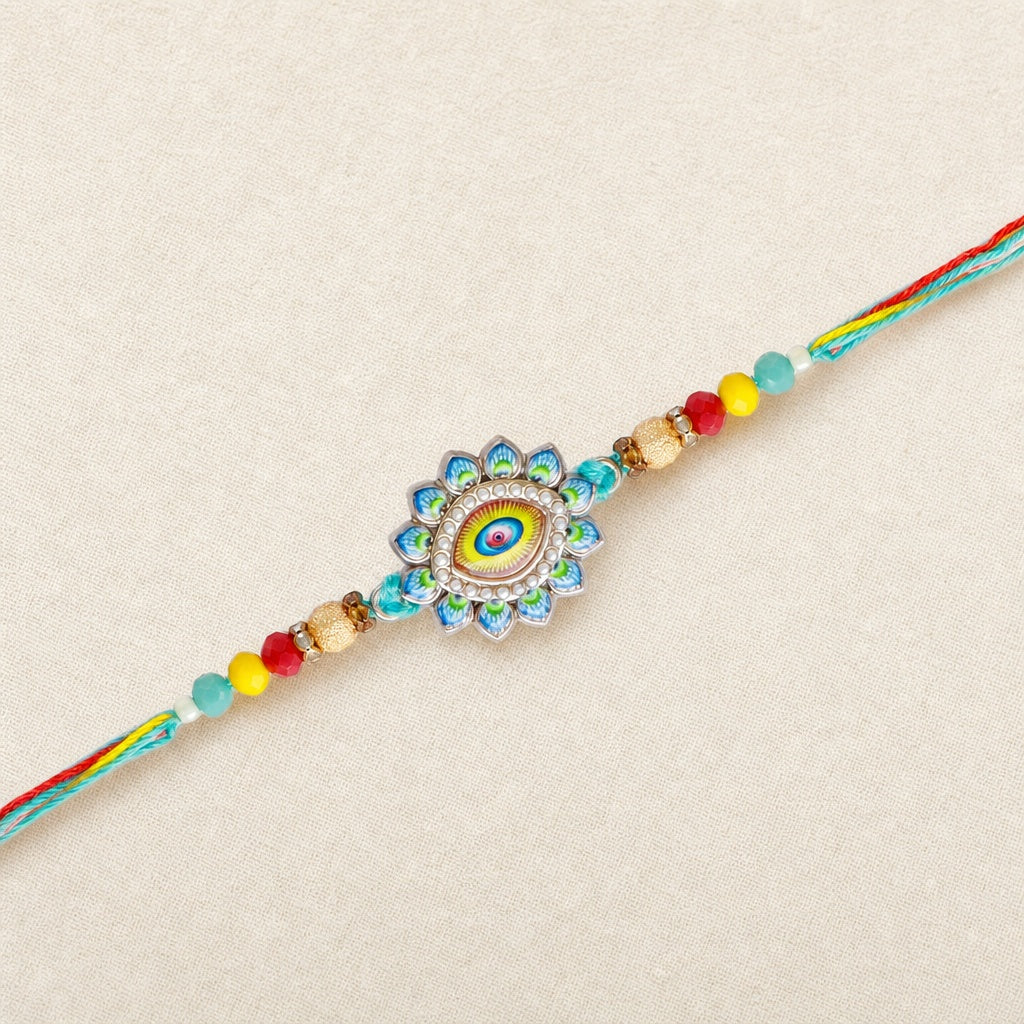 Premium Designer Evil Eye Rakhi for Brother – Rakhi Thread, Rakhi Bracelet, Traditional Raksha Bandhan Gift for Bhaiya