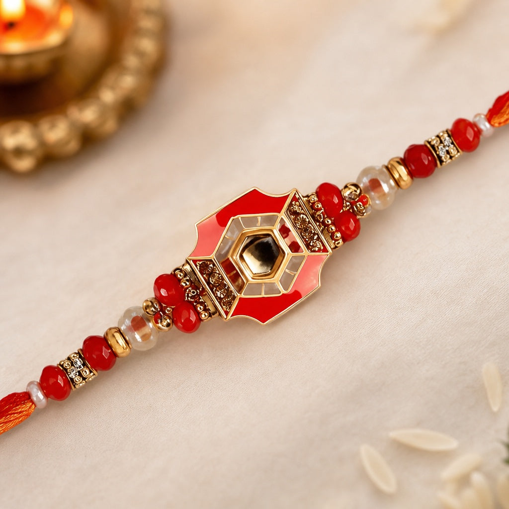 Premium Designer Multicolor Rakhi for Brother – Rakhi Thread, Rakhi Bracelet, Traditional Raksha Bandhan Gift for Bhaiya
