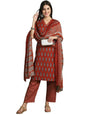 Pinkmint Women Kurta Set Cotton Straight Kurti & Pant With Duppatta Set (Pack Of 1)