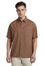 Dennis Lingo Men Cotton Relaxed Fit Textured Shirts Brown