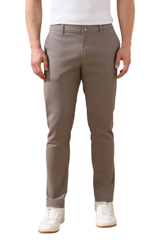 Dennis Lingo Men Straight-fit Cotton Chinos Grey