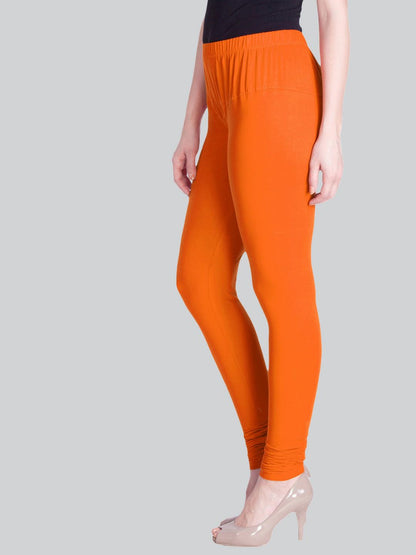 Lyra Women Solid Premium Cotton Ankle Length Leggings | Mid-Waist | Fashionwear Saffron