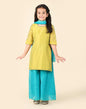 Fabindia Girl's Cotton Silk Printed Regular Palazzo Set (1032846LIME_Lime