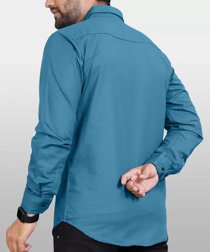 CB-COLEBROOK Mens Regular Fit Solid Soft Touch Cotton Casual Shirt with Pocket Design with Spread Collar & Full Sleeves (Availa