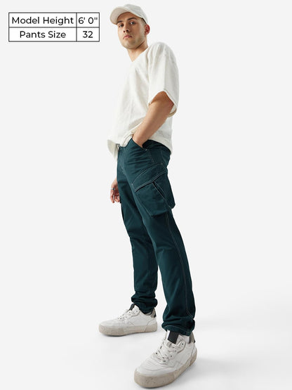 The Souled Store Solids: Indigo Blue Men and Boys Regular Fit Cotton Cargo Pants Mens Cargo Pants Trousers for Men Multi-Pocket