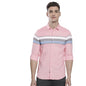 The Indian Garage Co Men Pink Striped Slim Fit Cotton Casual Shirt