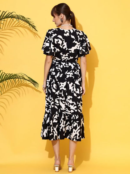 Sheetal Associates WomenS Casual Half Sleeve Crepe Fit And Flare Dress