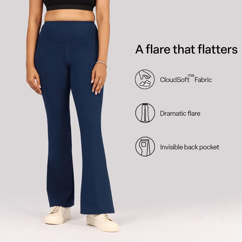 BlissClub Ultimate Flare Pants Lite for Women Above 55 ft Tall | High Waist Trousers and Formal Pants for Office wear | Comfort