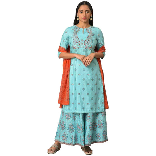 W for Woman Women Polyster Kurta & Culotte & Dupatta