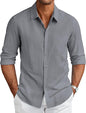 CB-COLEBROOK Mens Long Sleeve Button Down Shirts Casual Cotton Linen Shirts Summer Beach Shirt for Mens Top (in, Alpha, XL, Reg