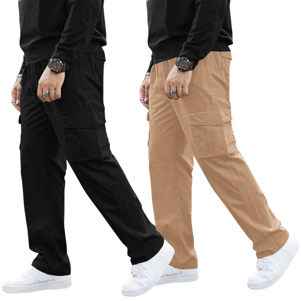 Greciilooks MenS Regular Fit Low Rise Cargos Trousers | Cargo Track Pant | Loose Fit | Regular Trouser | Treck PentS With Mult