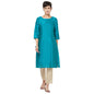 Fabindia WomenS Cotton Silk Printed Slim Kurta_Turquoise Blue_Xs