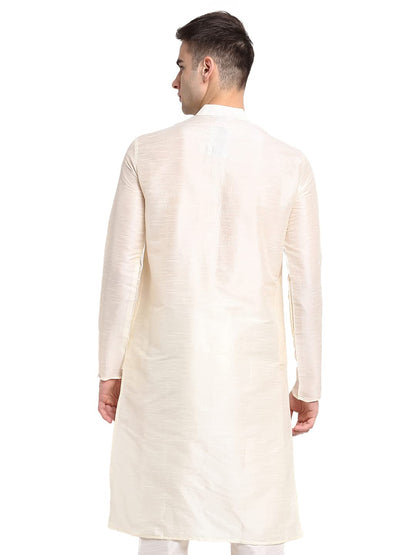 Jompers MenS Dupion Silk Solid Regular Kurta (Koko_636_White