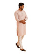SOJANYA (Since 1958, Men's Cotton Embroidered With Gold Seqence & White Pyjama Set::Size-42