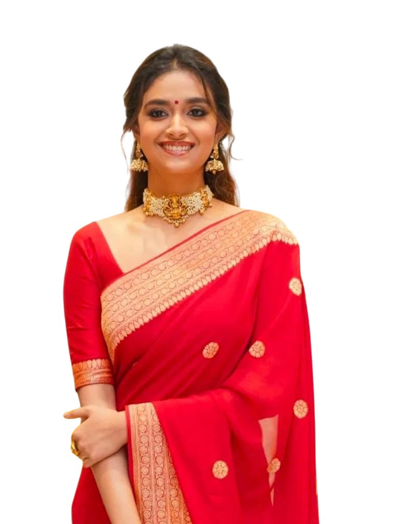 Flosive Ayn WomenS Present Banarasi Soft Lichi Silk Saree Beautiful Jacquard Rich Pallu Design Work Zari Woven Kanjivaram Silk