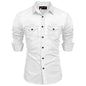 Rebelify Double Pocket With Flap Men Cargo Cotton Shirt White