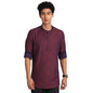 Turtle Men 100% Cotton Burgundy Full Sleeve Jacquard Kurta