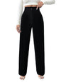 Toochki Tailored Trousers for Women | Womens High-Waisted Pant | Korean Bottom Wear Trouser Black