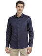 Turtle Men Poly Cotton Slim Fit Purple Self Design Full Sleeve Party Shirt