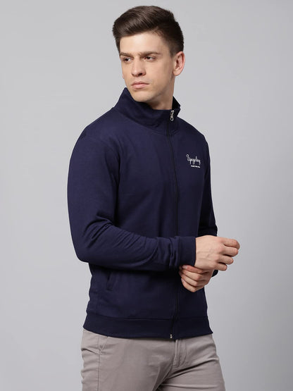 Dennis Lingo MenS Poly Cotton Sweatshirt - Front Open Zipper, High Neck, Full Sleeves, Regular Fit, Casual Winter Wear For Men