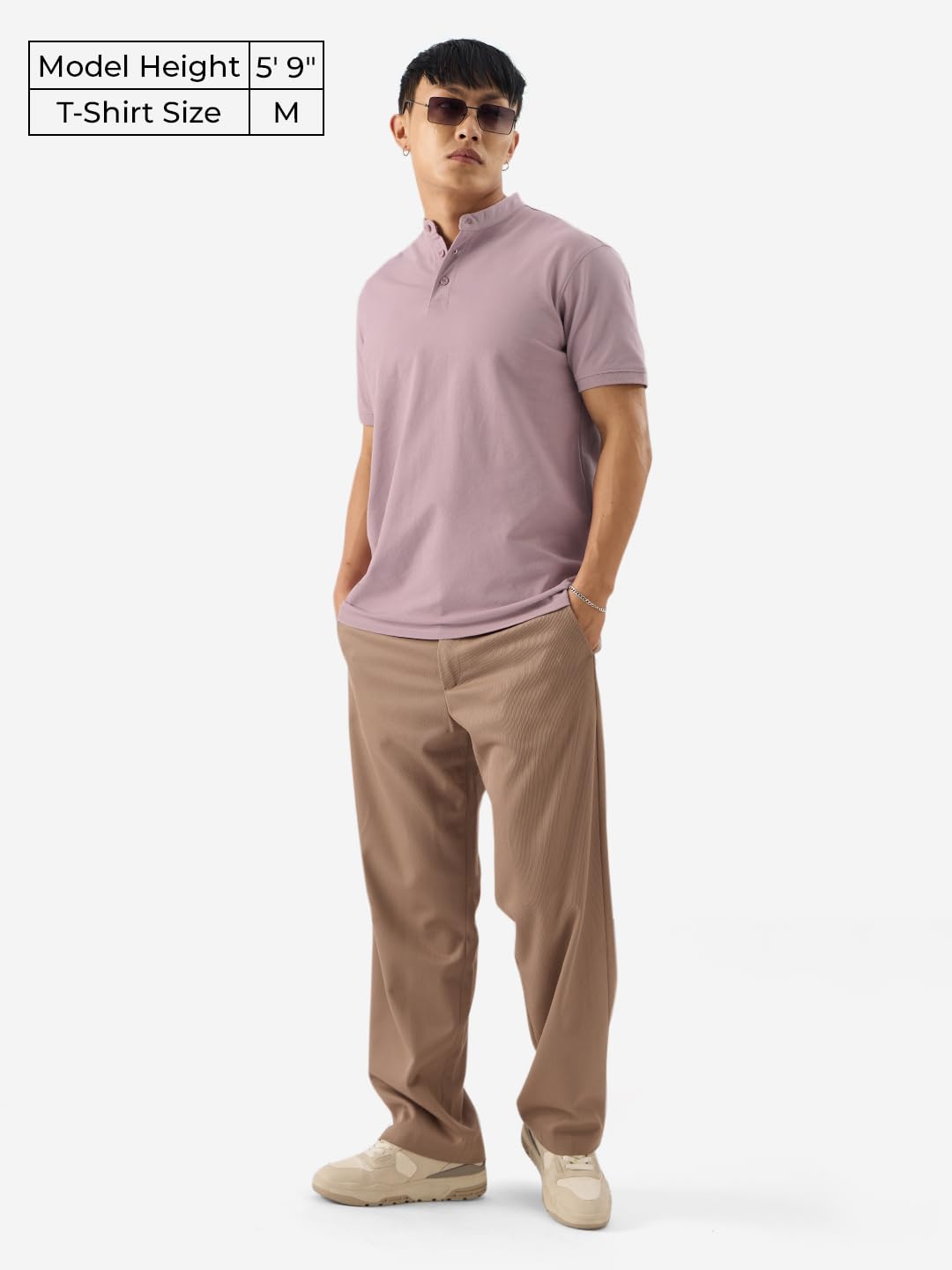 The Souled Store Solids: Dusty Peach Men and Boys Short Sleeve Regular Fit Mandarin Collared Neck Polos Mens Polos Plain Tees C