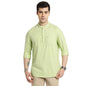 Turtle Men 100% Cotton Slim Fit Pista Green Solid Casual Kurta Shirt