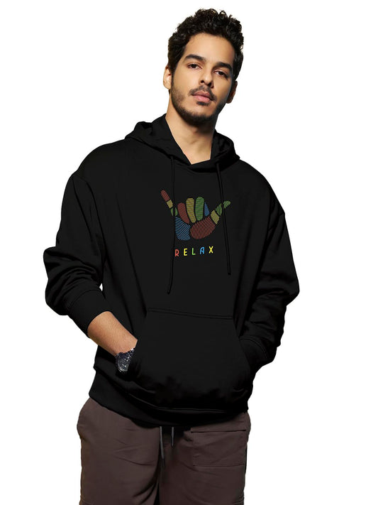 Bewakoof Mens Graphic Print Regular Fit Full Sleeve Fleece Hoodies Black