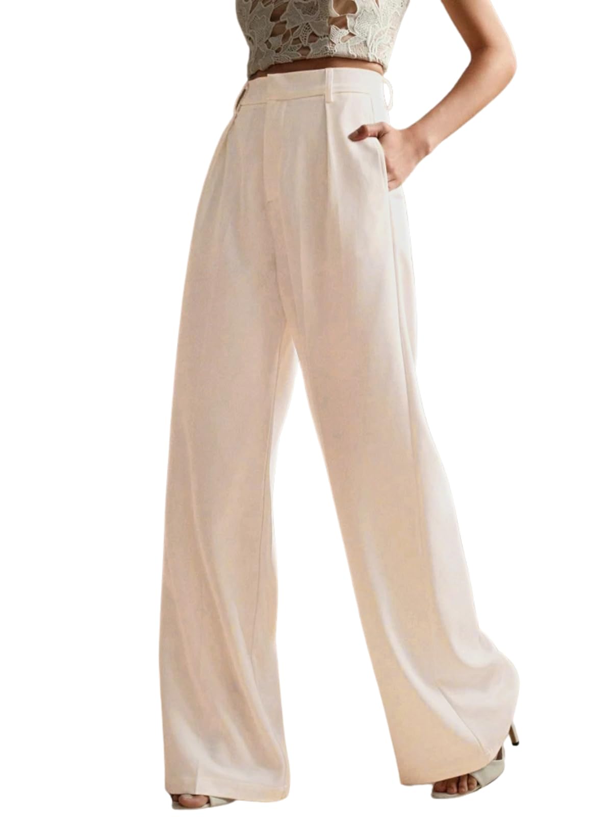 Greciilooks High Waist Trousers For Women  Flared Korean Style Formal Pants | Elegant Workwear For Office, College & Events Crea