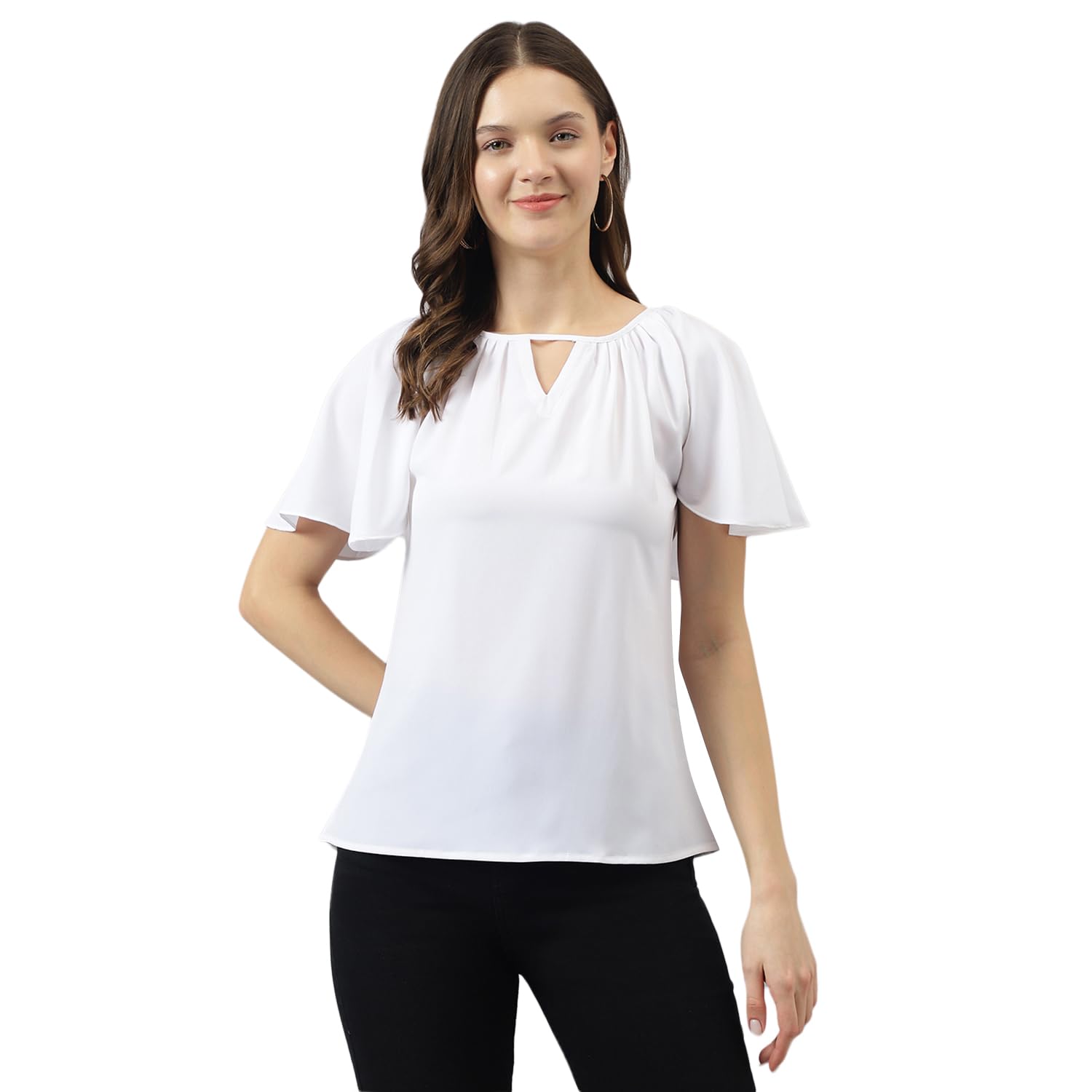 Toochki Womens White Rayon Solid Straight Western Top | Winter Top | Western Top | Top for Women | Latest Women Top | Trendy Wo