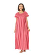 Evolove WomenS Cotton Long Maxi Night Gown Nighty Dress With Pocket & Stylish Button, Super Soft Comfortable (Pink & Red, Lngco