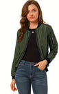 TAGAS Womens Solid Bomber Jacket  Lightweight Zip-Up Stylish Casual Wear  Full Sleeve Windcheater for Girls & Women