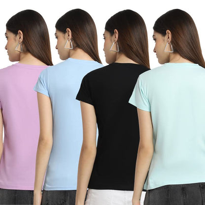 Preneum Womens Cotton Regular Fit Latest Graphic Stylish Printed Short Sleeves Casual T-Shirt || Trendy Design & Stylish (Pack