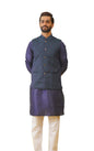 Jompers Mens Woven Design Nehru Jacket With Printed Kurta Pyjama Set