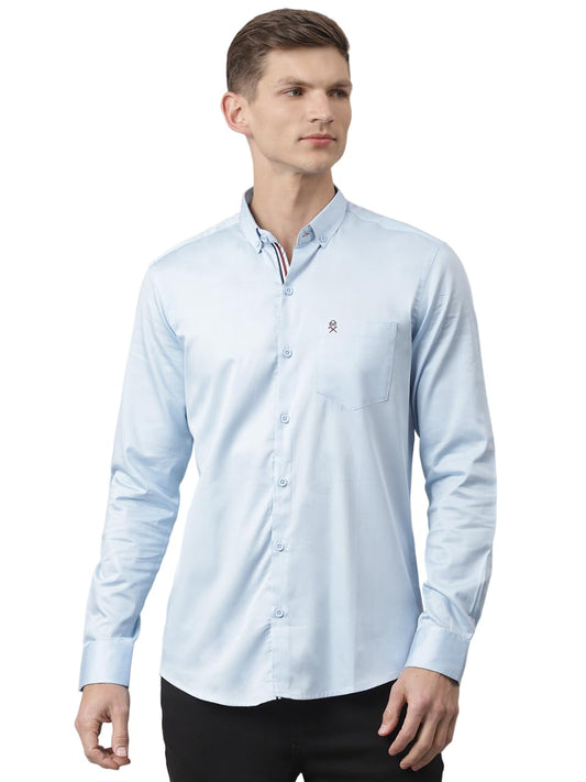 Thomas Scott Button Down Collar Regular Fit 100% Cotton Casual Shirts for Mens Sky Blue
