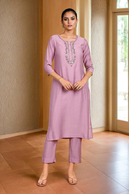 Soch Womens Onion Pink Viscose Blend Kurta Set With Cutdana